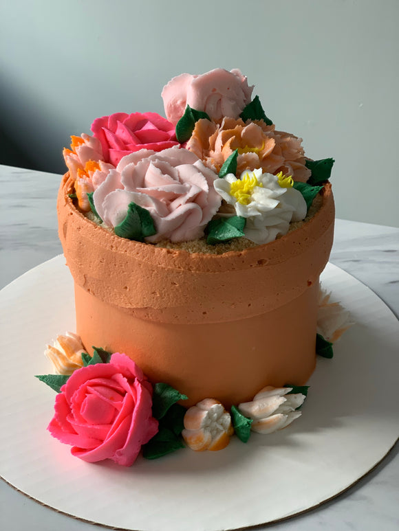 6 Inch Flower Pot Cake (serves 10)