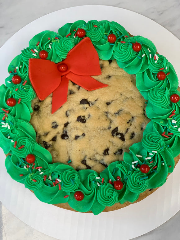 Holiday Wreath Chocolate Chip Cookie Cake